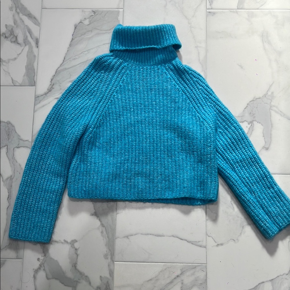 Women's Blue Turtleneck Sweater